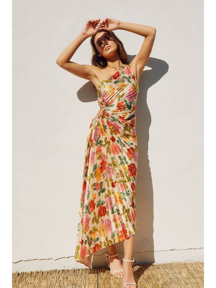 Gift of Love Asymmetrical Pleated Maxi Dress