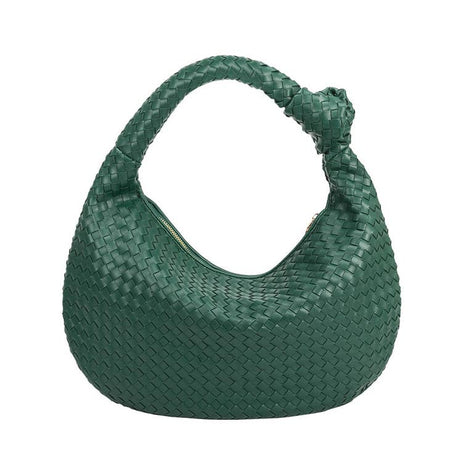 Caramel Brigitte Large Vegan Leather Woven Hobo Bag