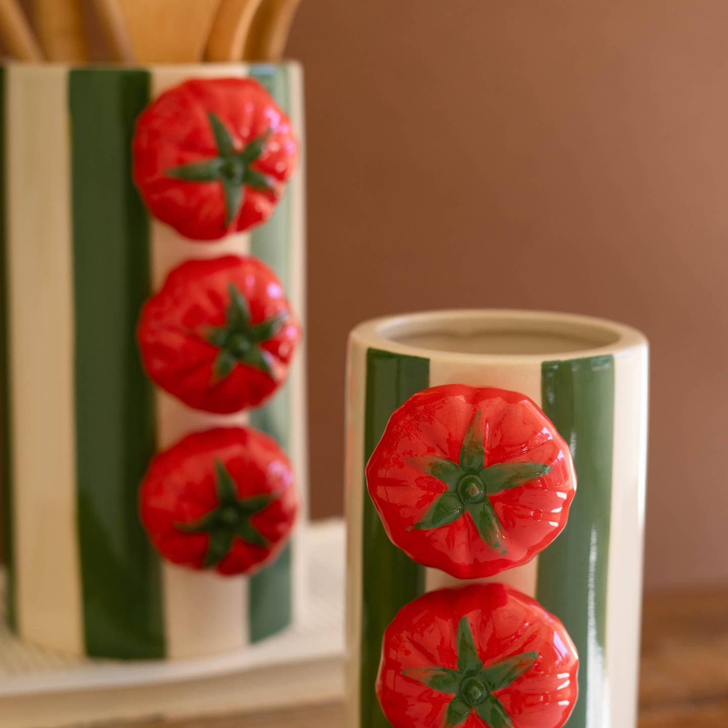 Tomatoes Green Striped Vase