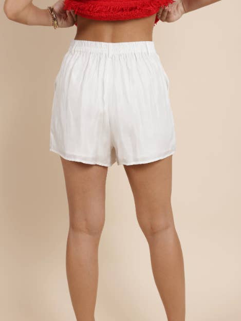 Heritage Front Pleat Shorts - White
