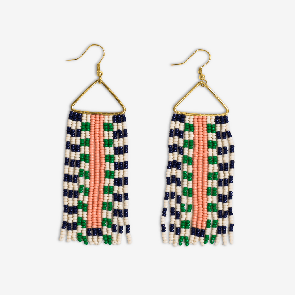 Brooke Two-Tone Checked Fringe Earrings