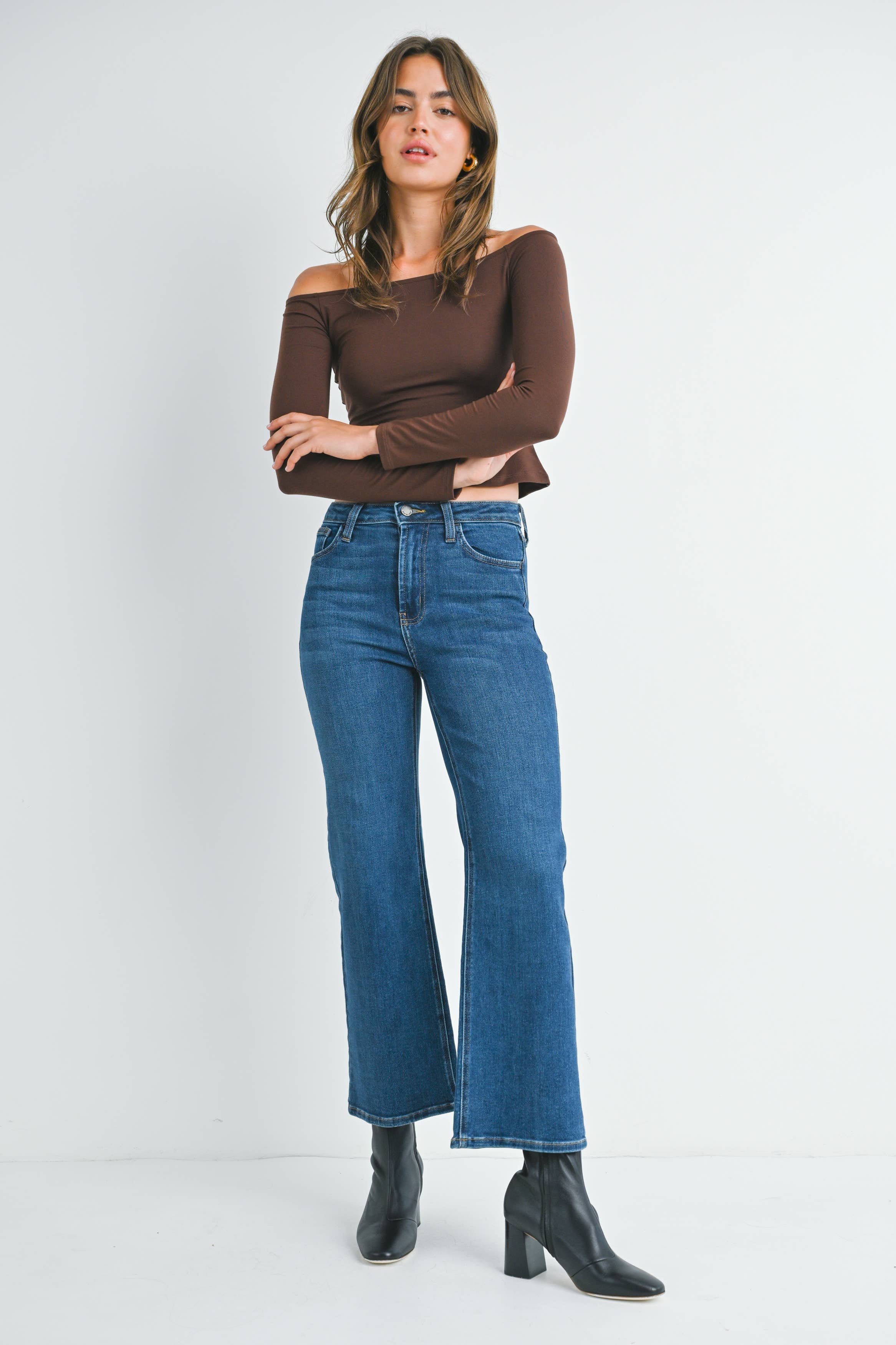 The Slim Wide Leg - Dark Denim