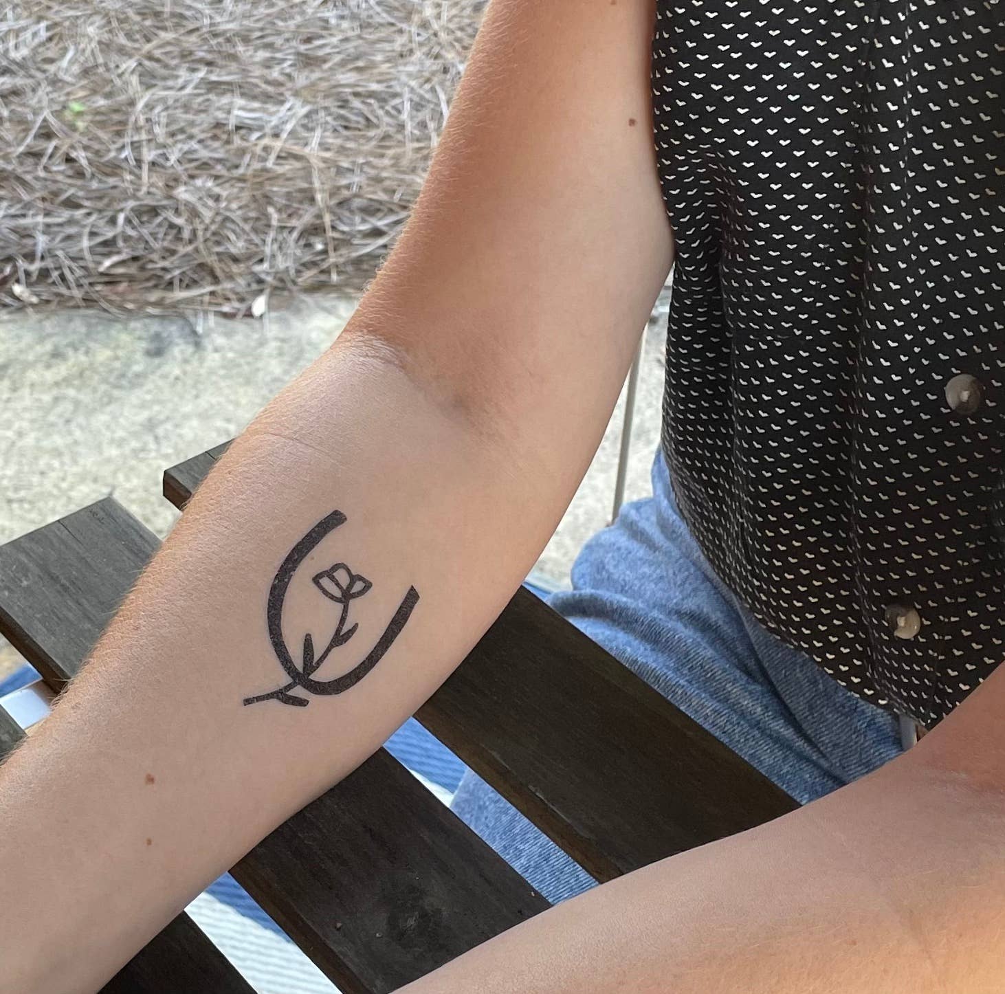 Horseshoe + Flower Temporary Tattoo