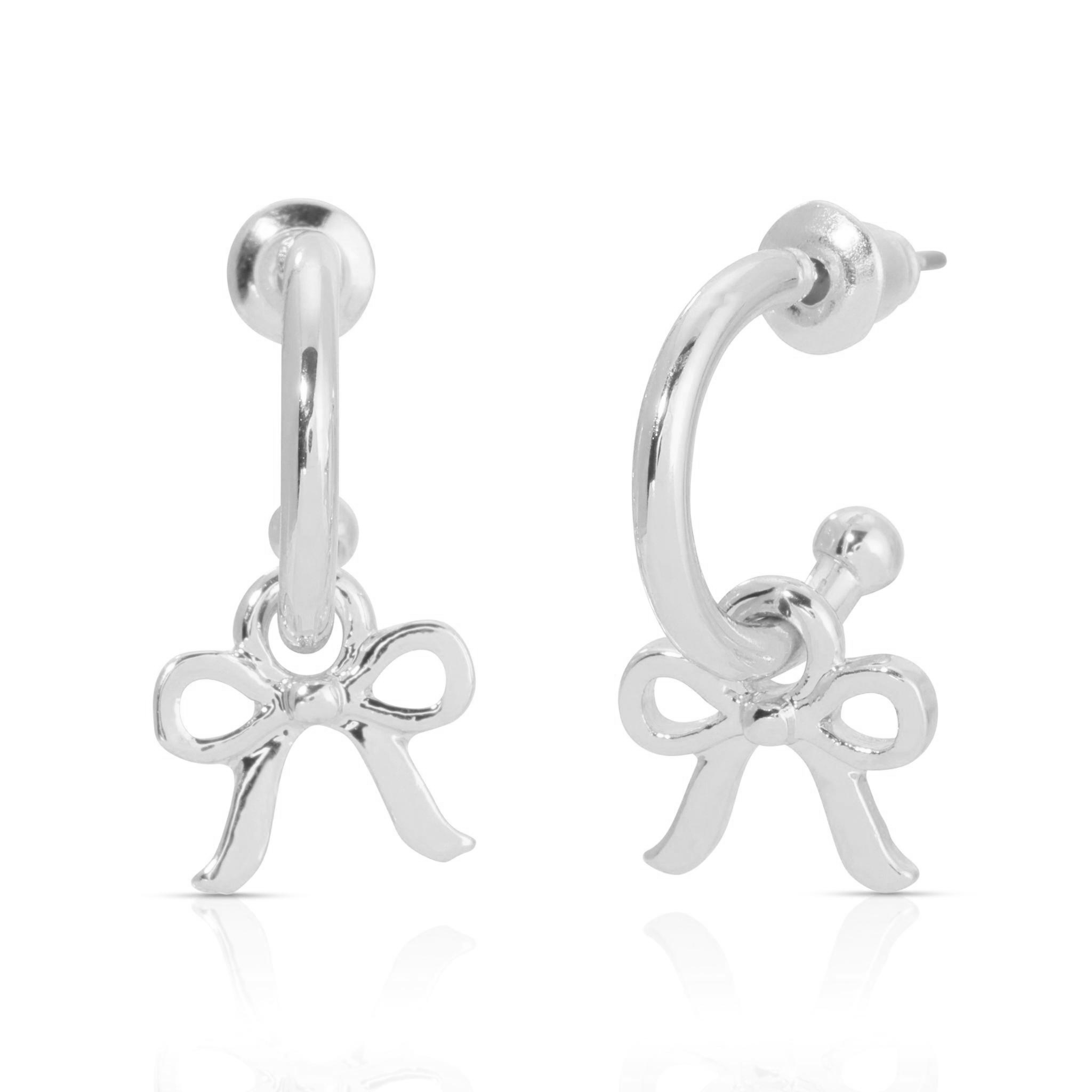 Beautiful Bows Charm Hoops - Silver