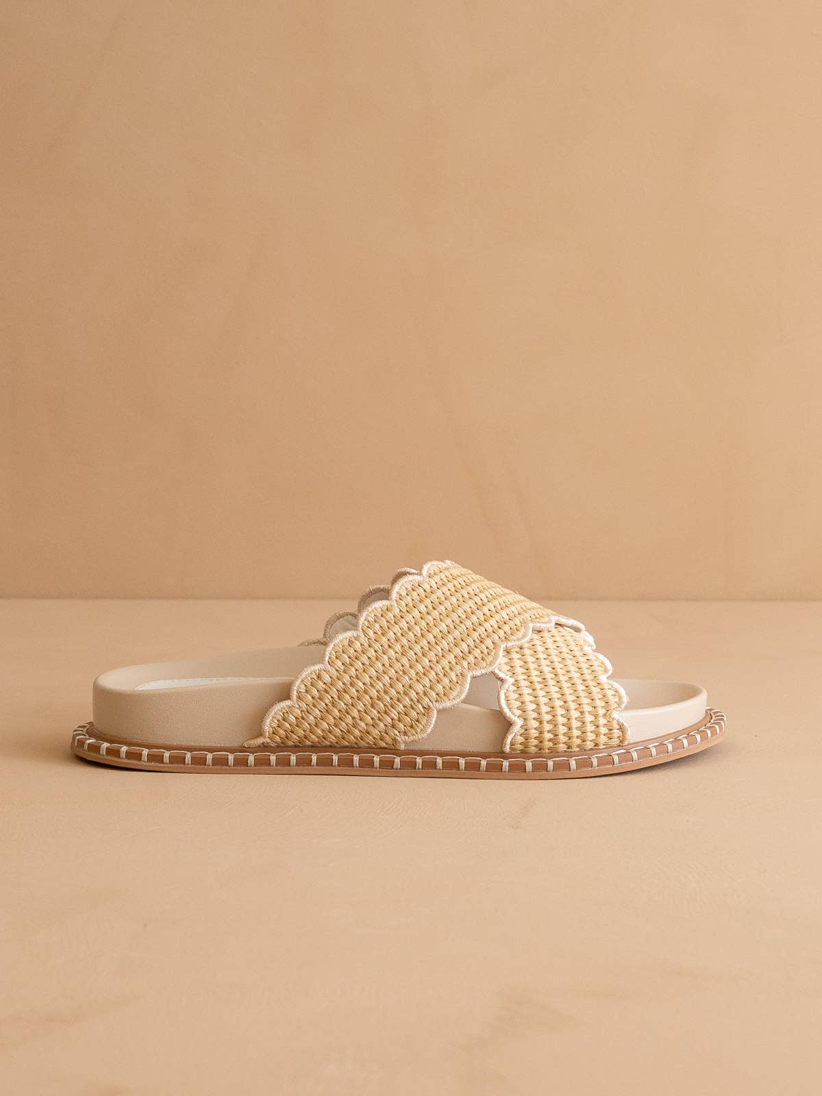 The Fabby Double Strap Raffia Slide