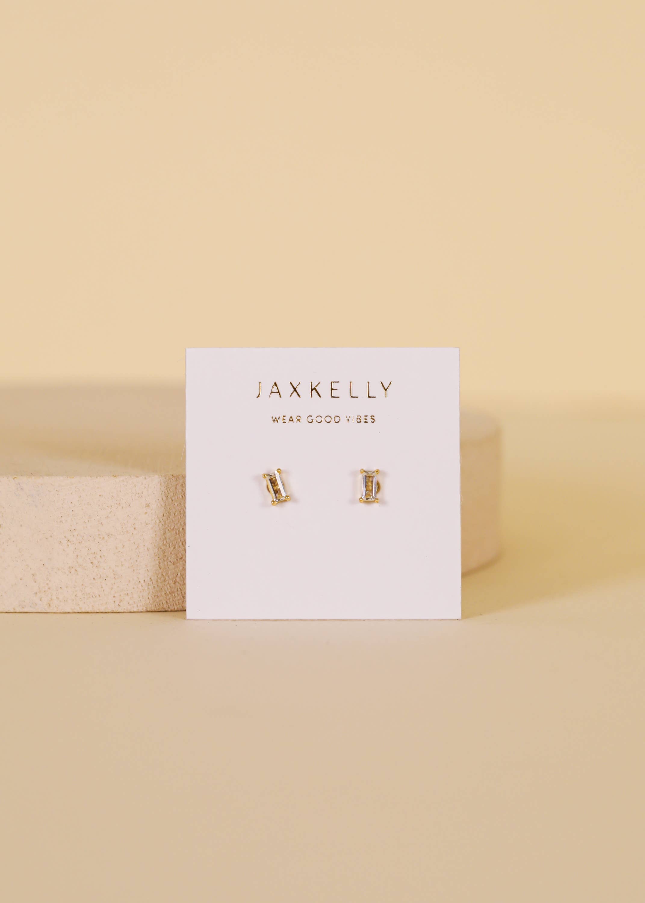 Clear Baguette Gold Earrings