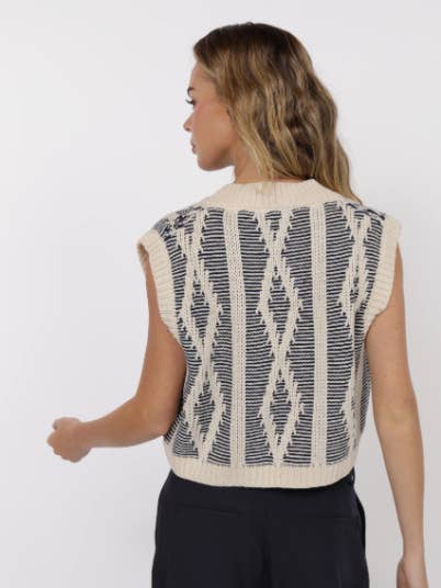 Macy Two Tone Cable Knit Sweater Vest