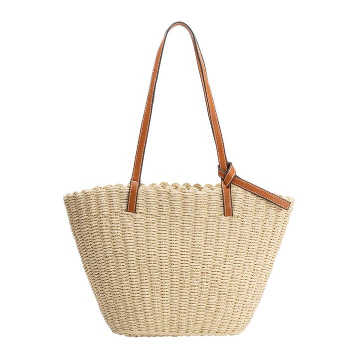 Niley Straw Tote Bag - Tan