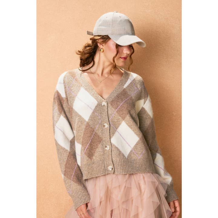 As If Argyle Cardigan