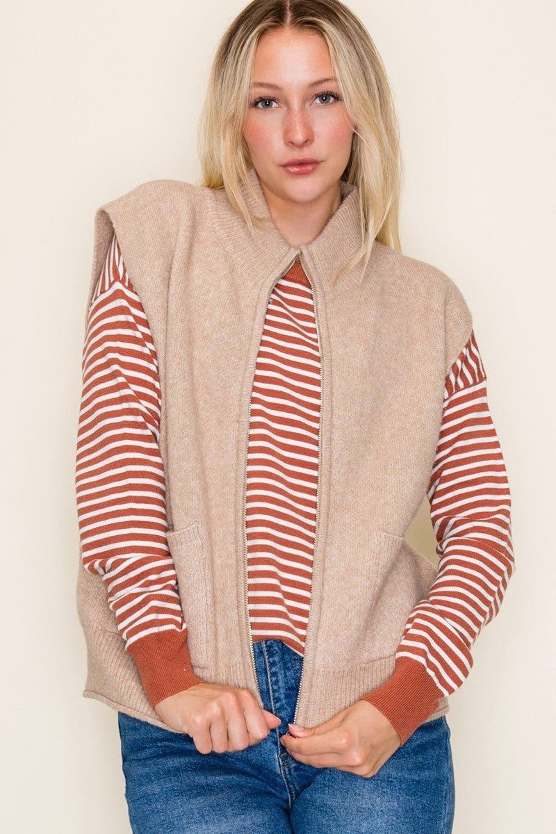 Coffee Run Zip Up Sweater Vest