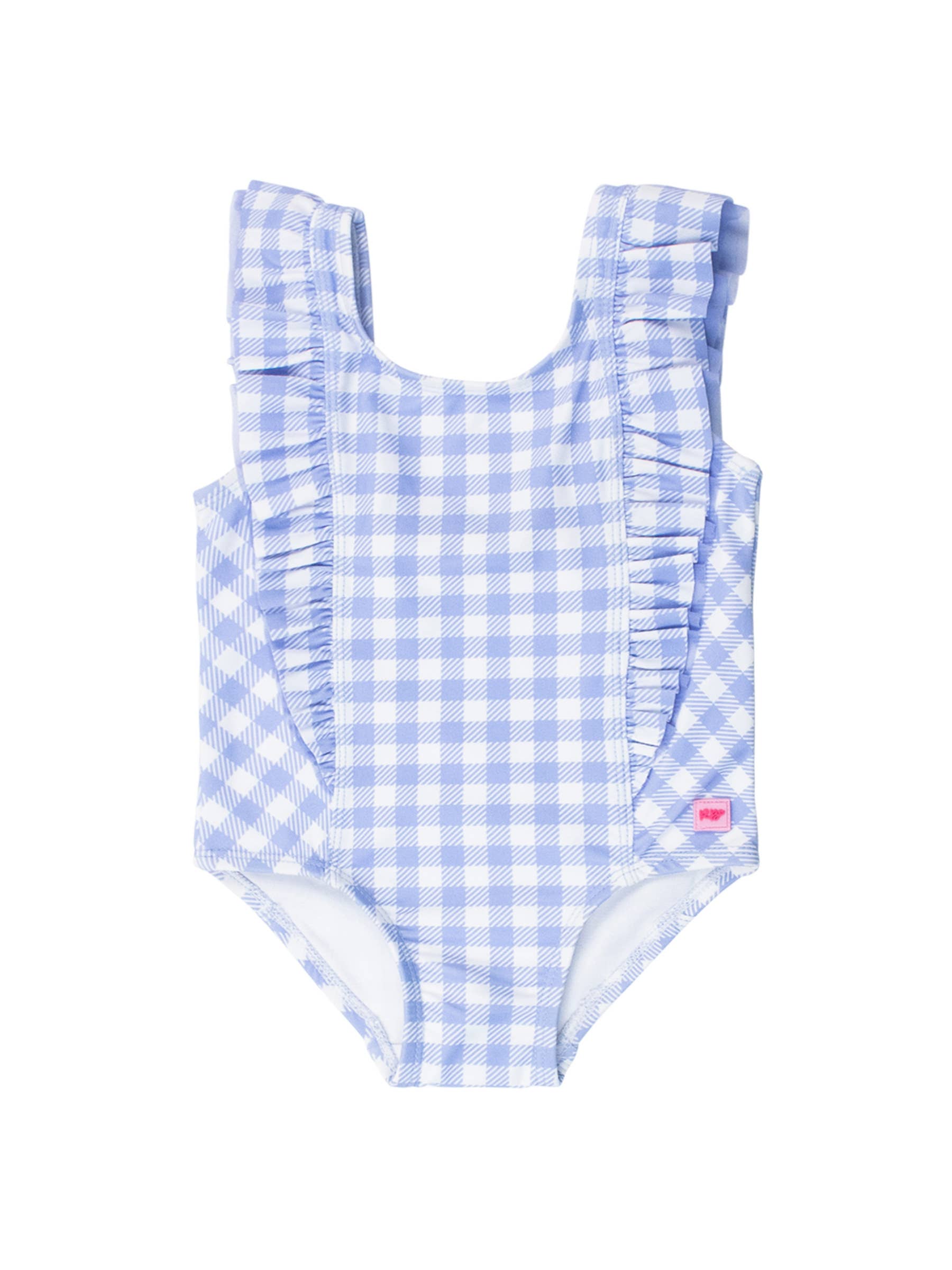 Gingham Waterfall One Piece Swimsuit - Periwinkle Blue *FINAL SALE*