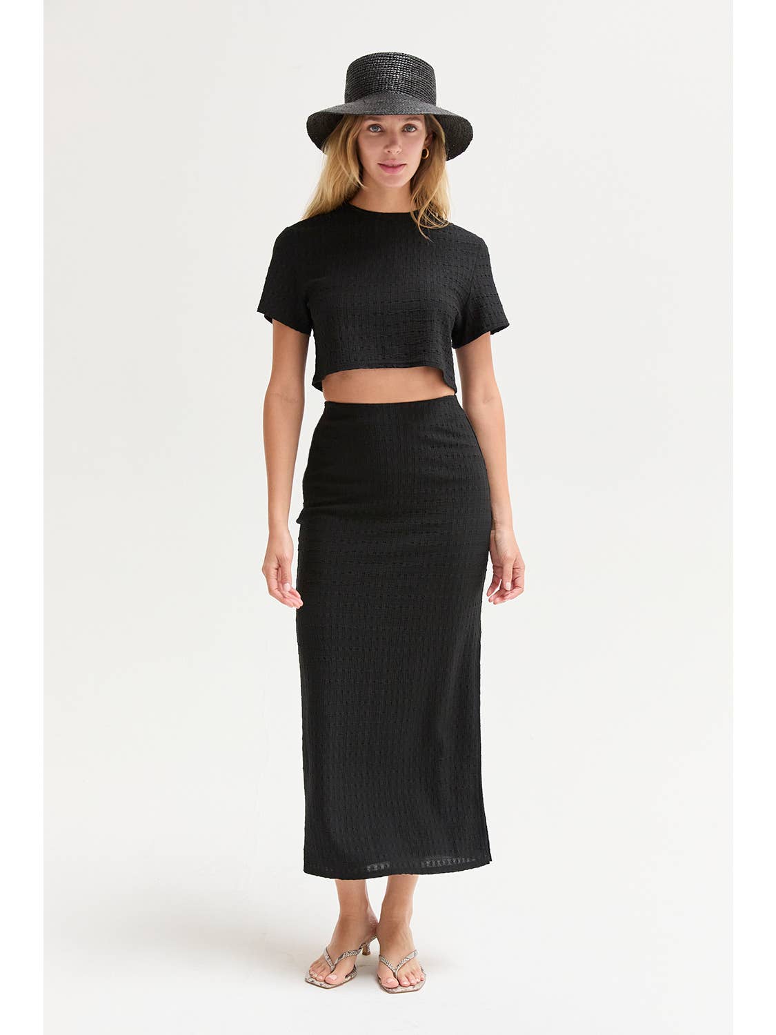 Jenna Textured Knit Two Piece Skirt Set