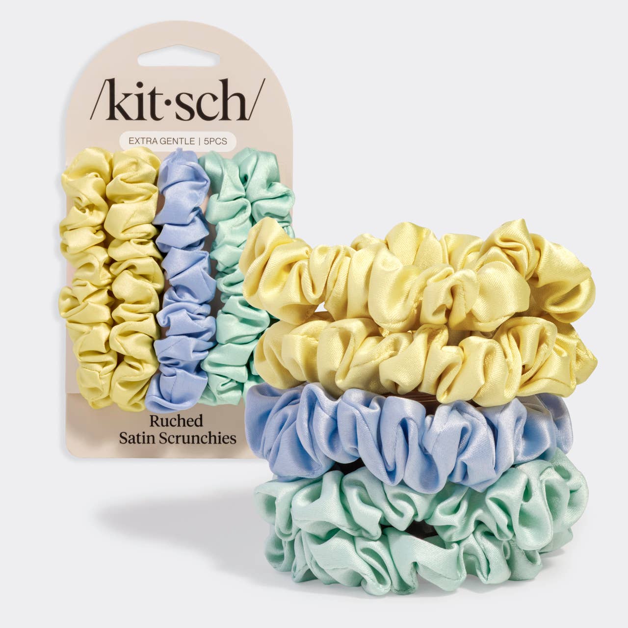 Ruched Satin Scrunchies Set - Multi