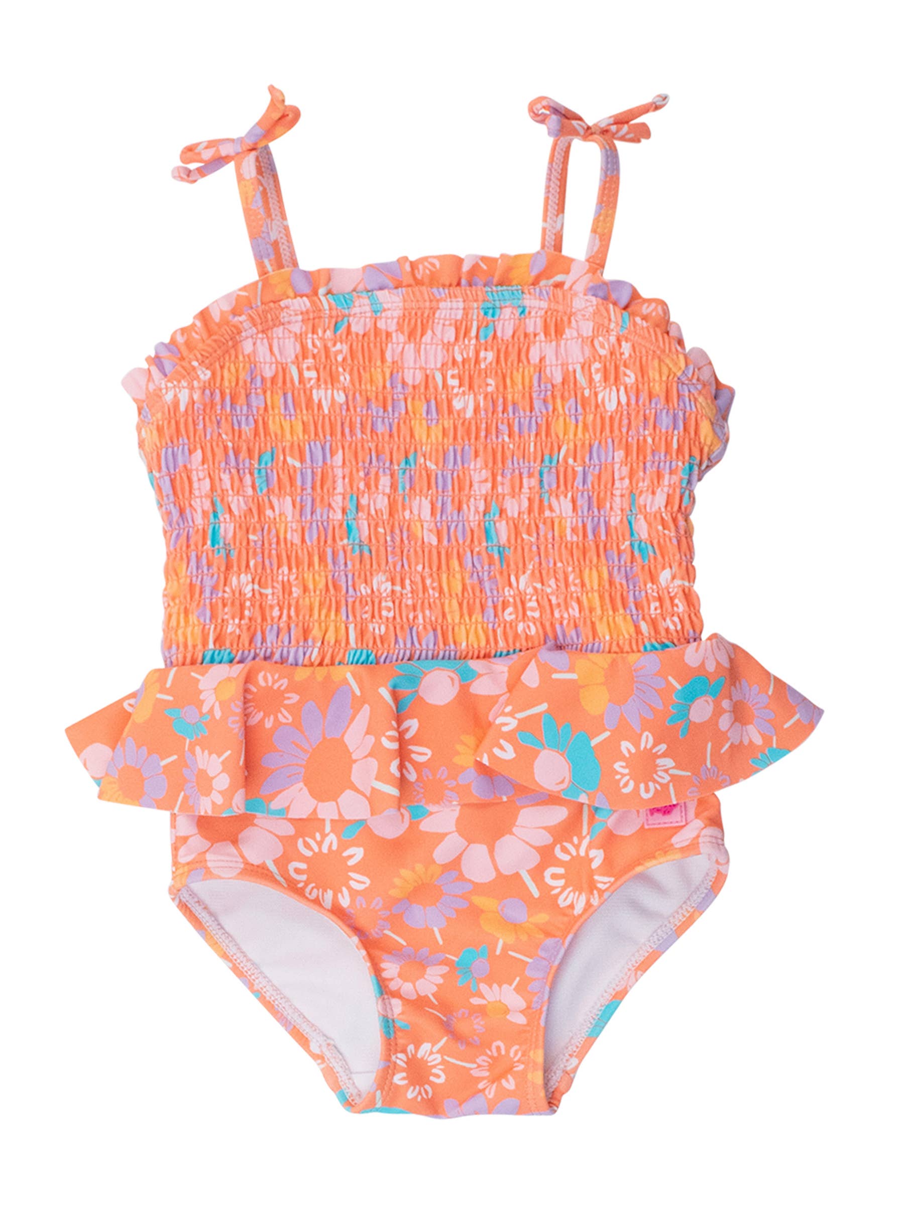 Peplum Smocked One Piece Swimsuit - Coral Floral *FINAL SALE*
