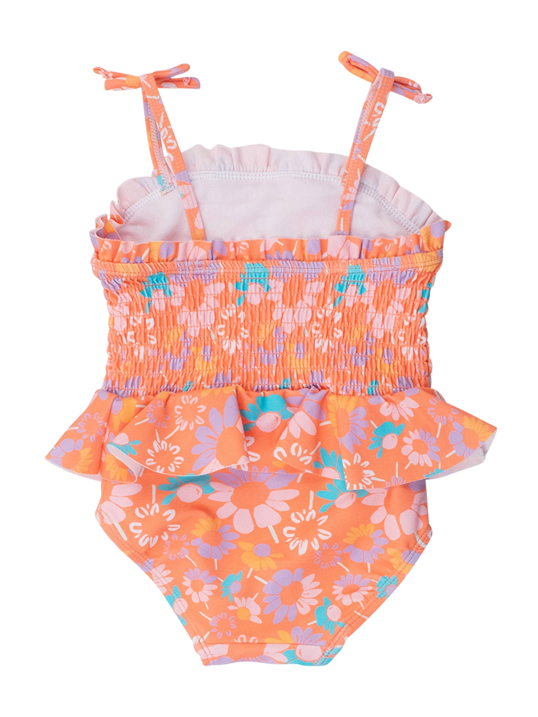 Peplum Smocked One Piece Swimsuit - Coral Floral *FINAL SALE*