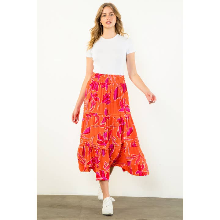 On Fire Floral Maxi Skirt