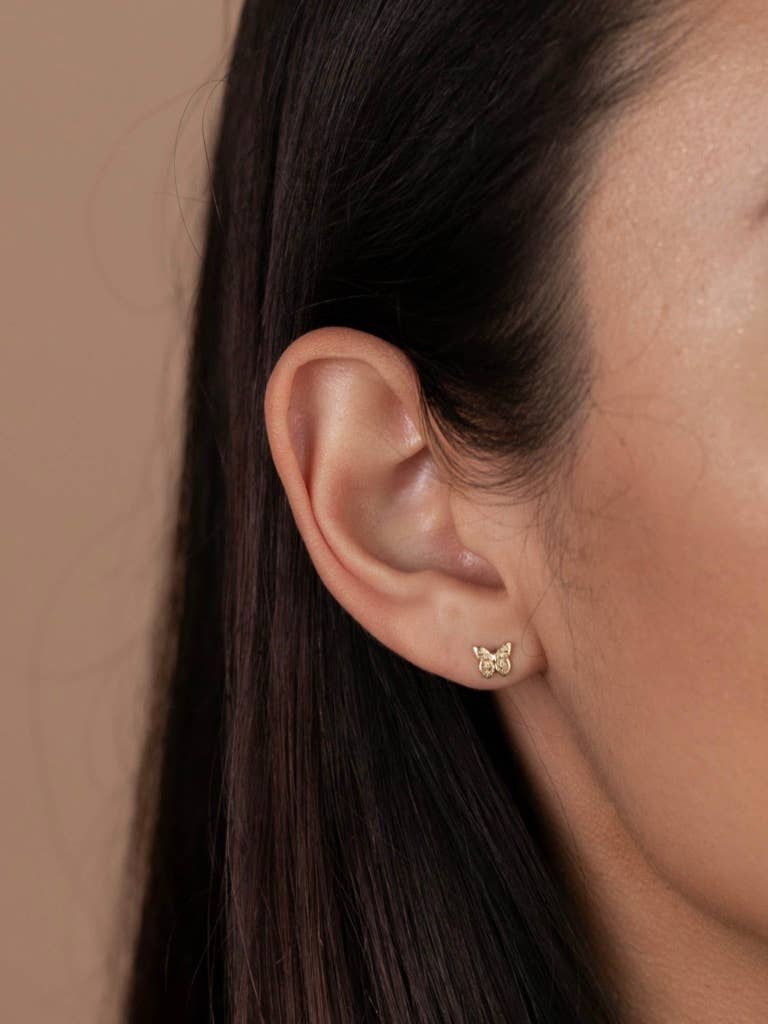 Gold Butterfly Stud Earrings