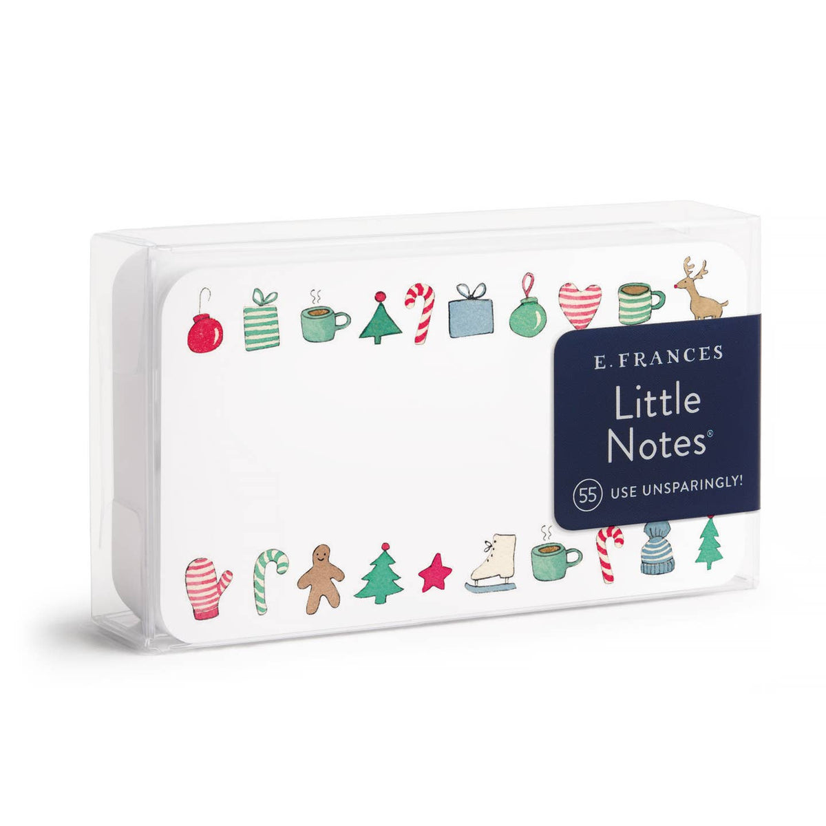 E. Frances Little Notes note cards in clear box with holiday icon border