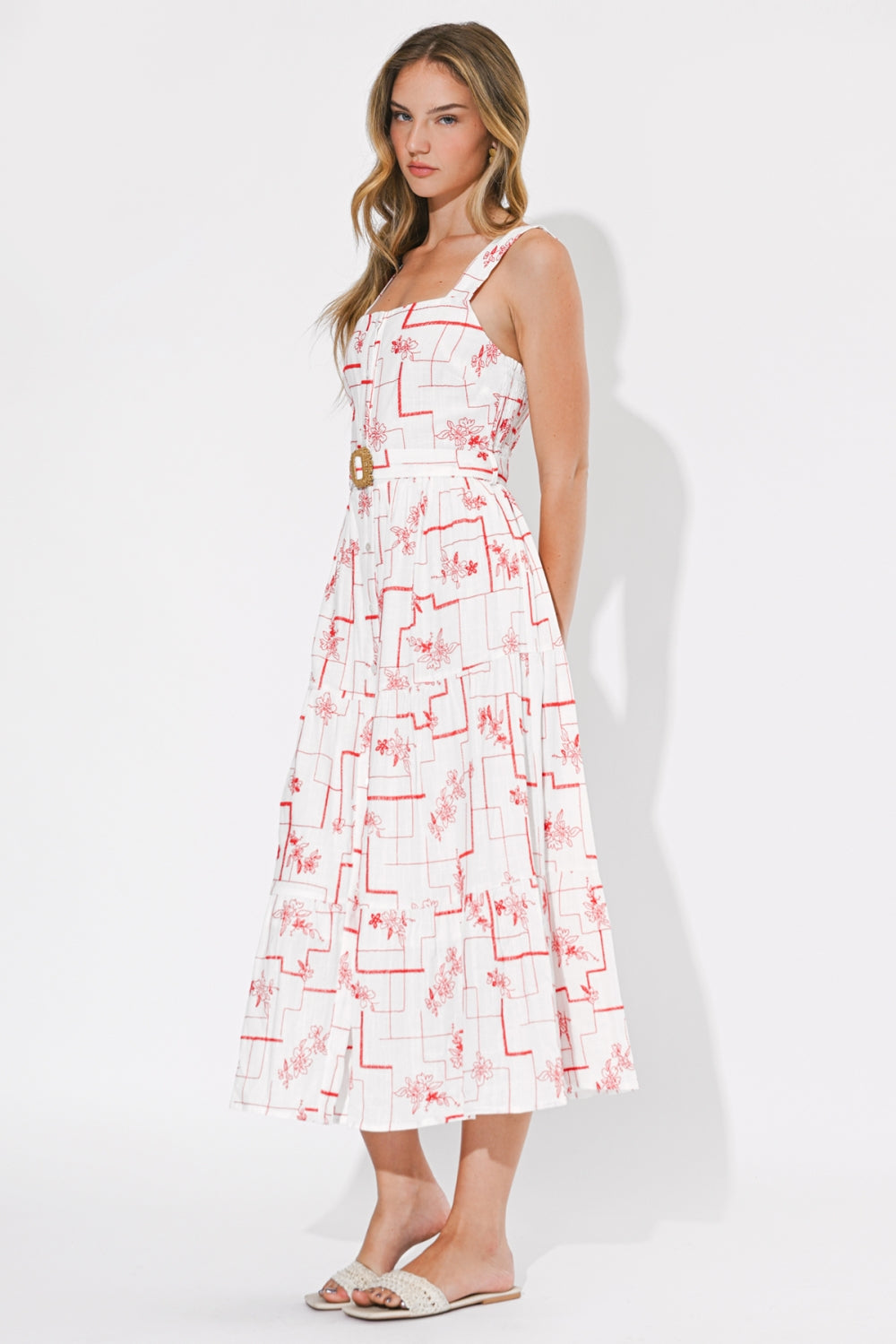 Violet Embroidered Midi Dress
