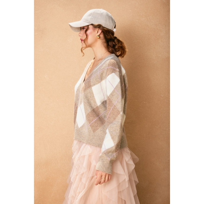 As If Argyle Cardigan