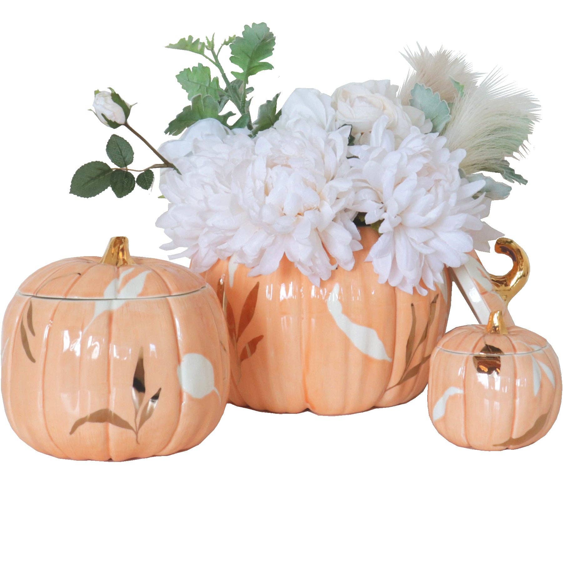Orange Ceramic Pumpkin Jars
