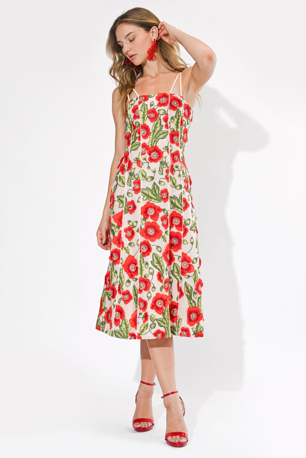Ivy Textured Floral Midi Dress