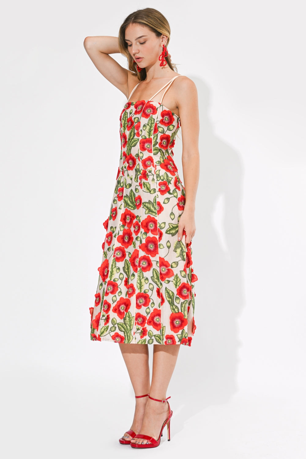Ivy Textured Floral Midi Dress