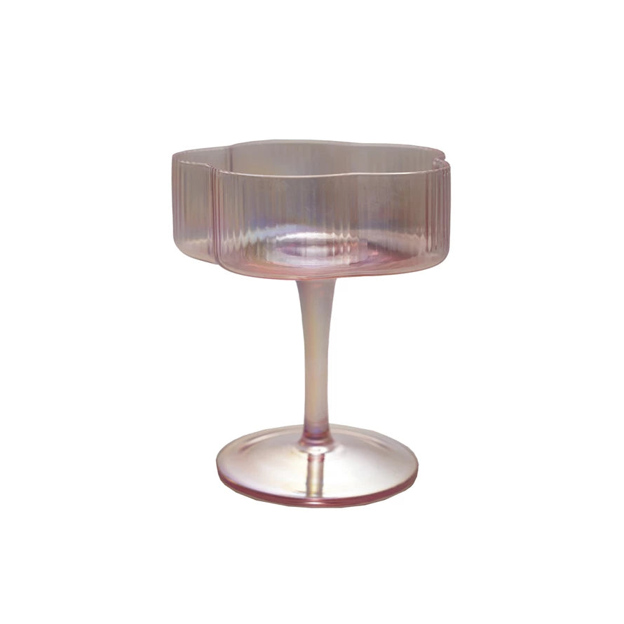 Pink Floral Shaped Coupe Glass