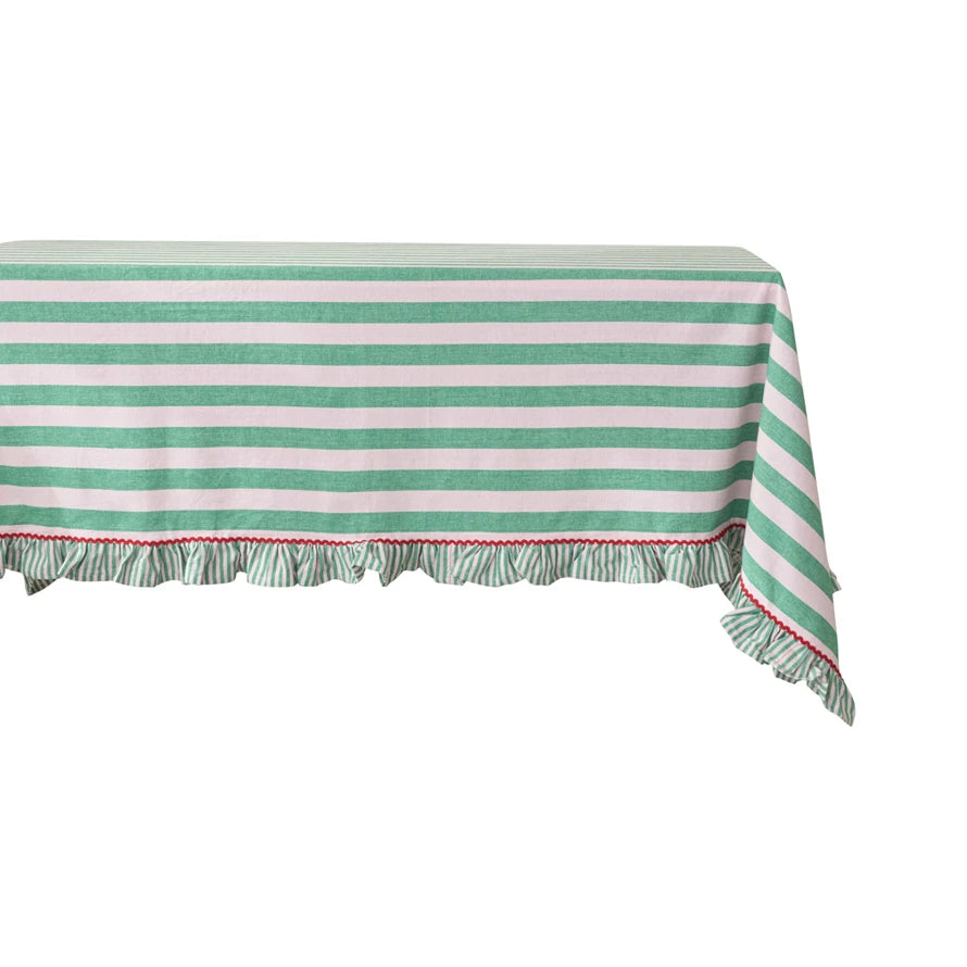 Striped Ruffle Trim Tablecloth