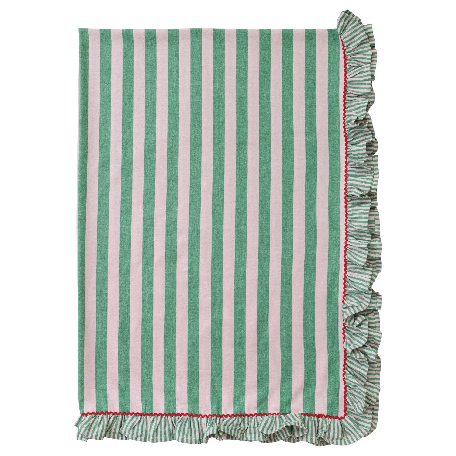Striped Ruffle Trim Tablecloth