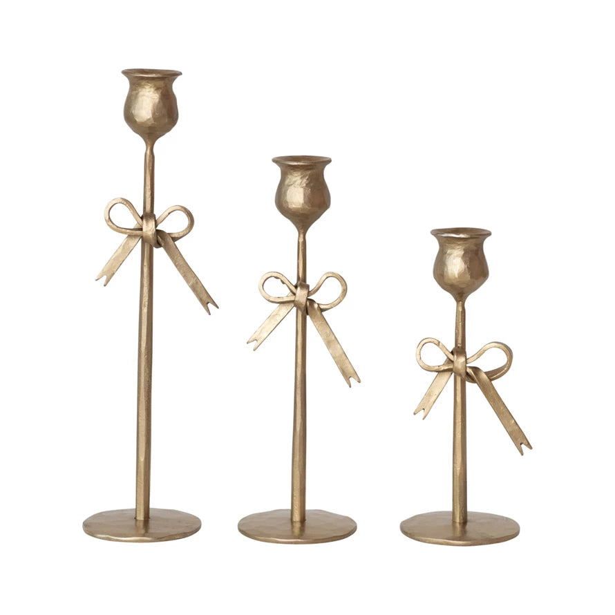 Bow Antique Gold Taper Holder