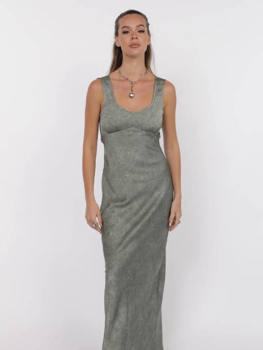 Forever Yours Crinkled Satin Maxi Dress