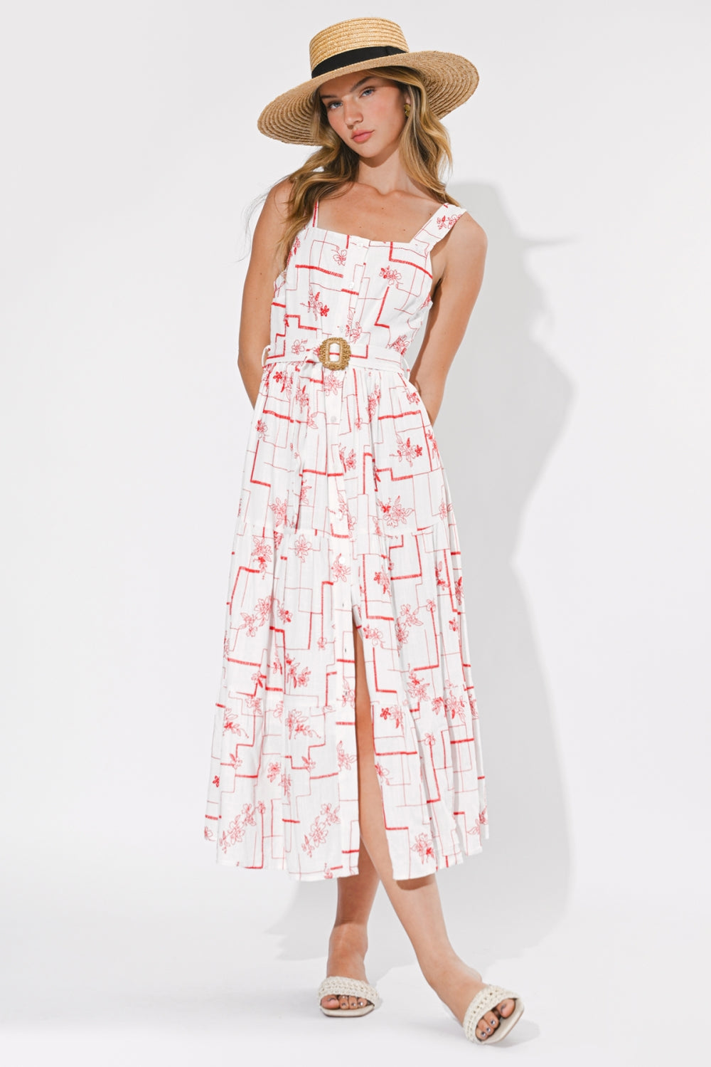 Violet Embroidered Midi Dress