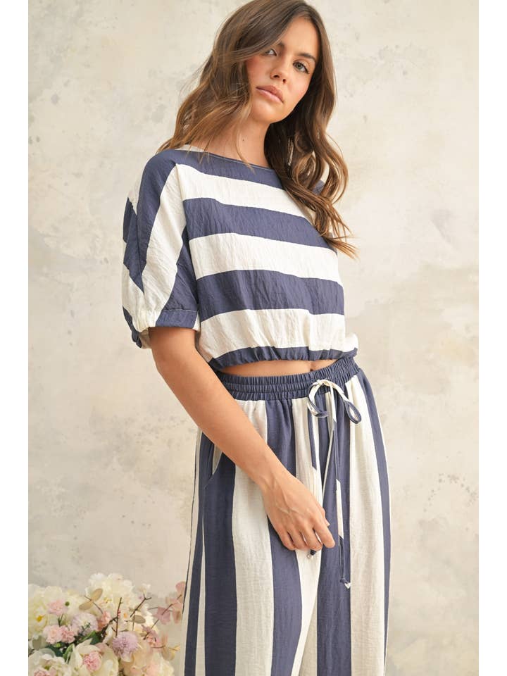 Wide Stripe Boat Neck Top
