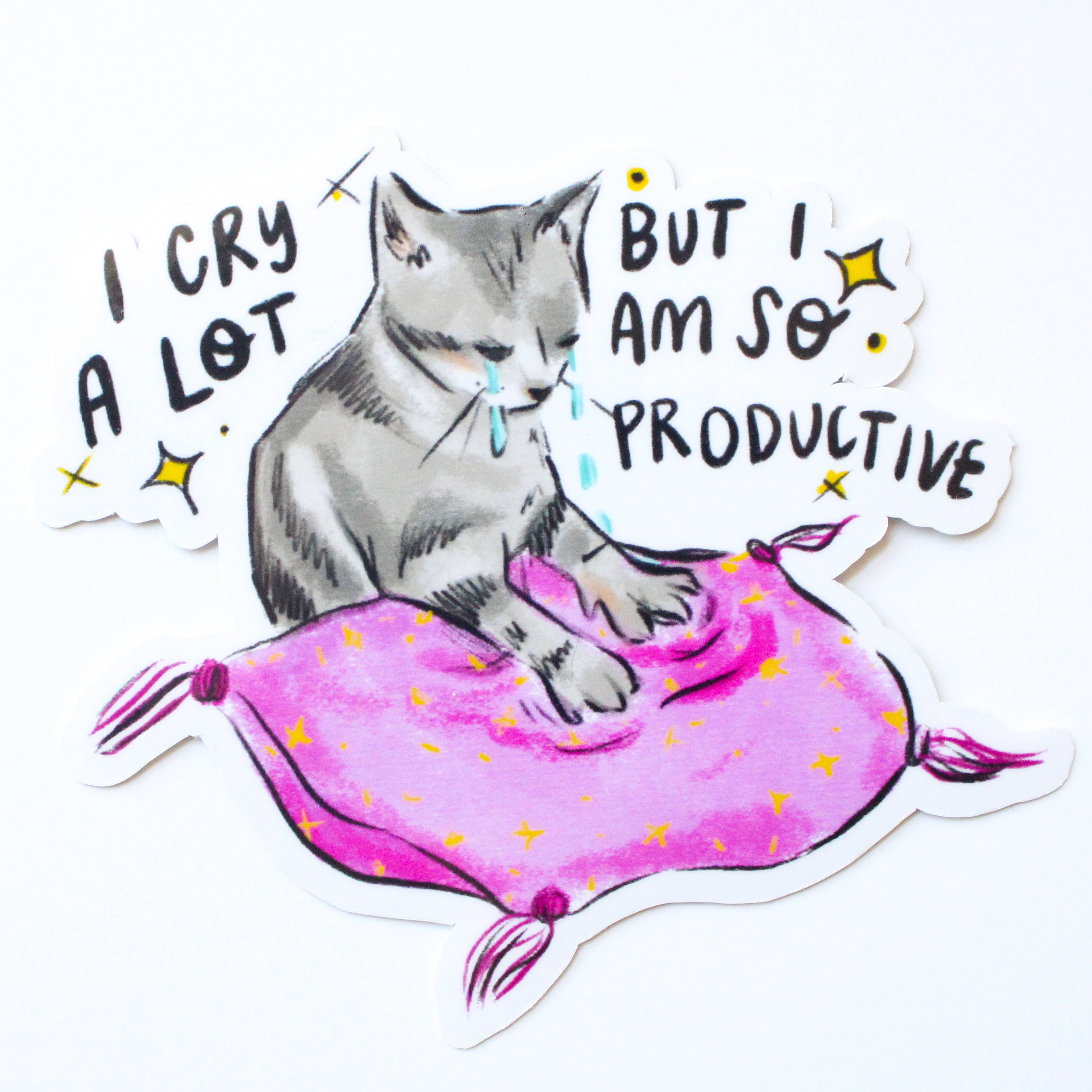 I Cry A Lot Cat Sticker