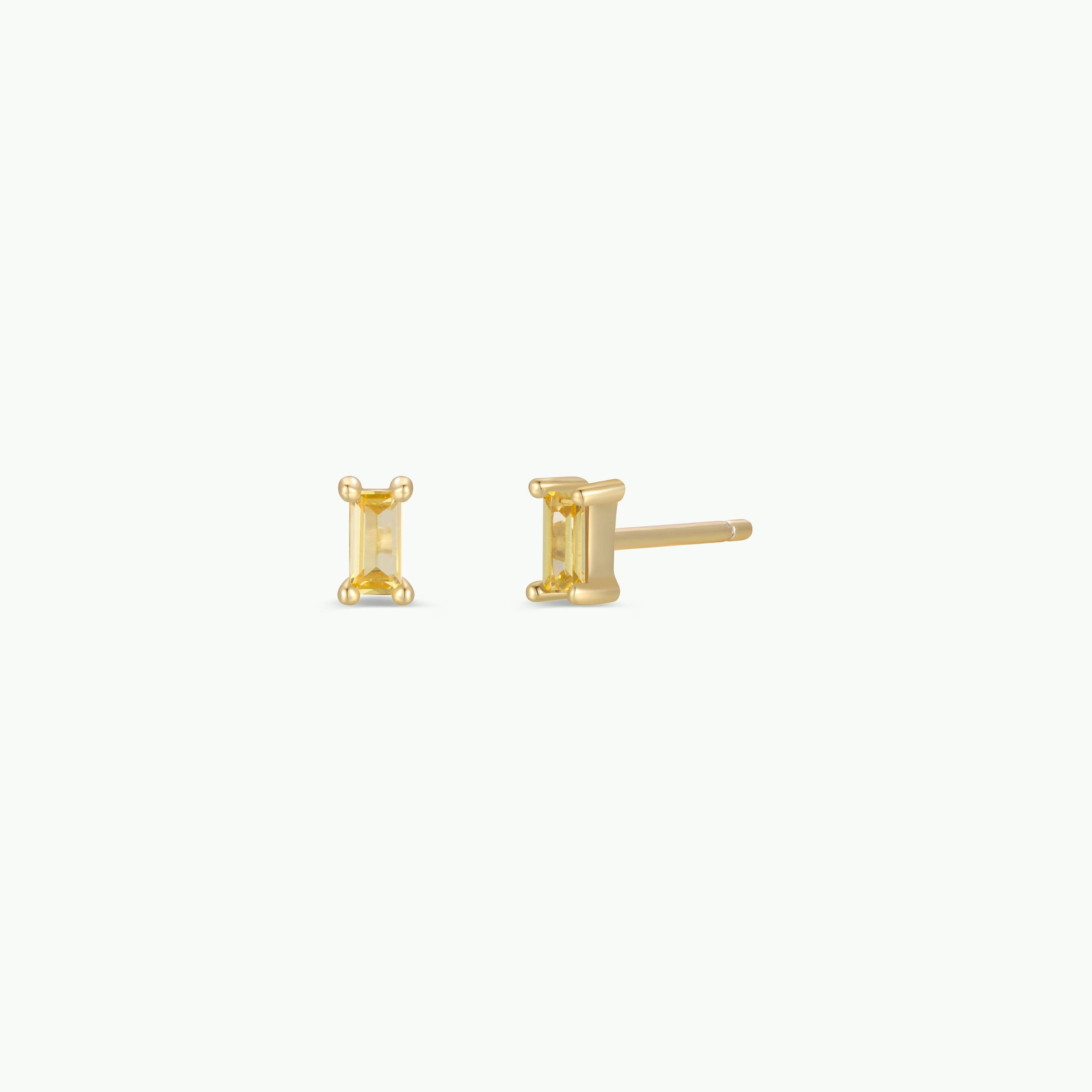 Lemon Baguette Gold Earrings