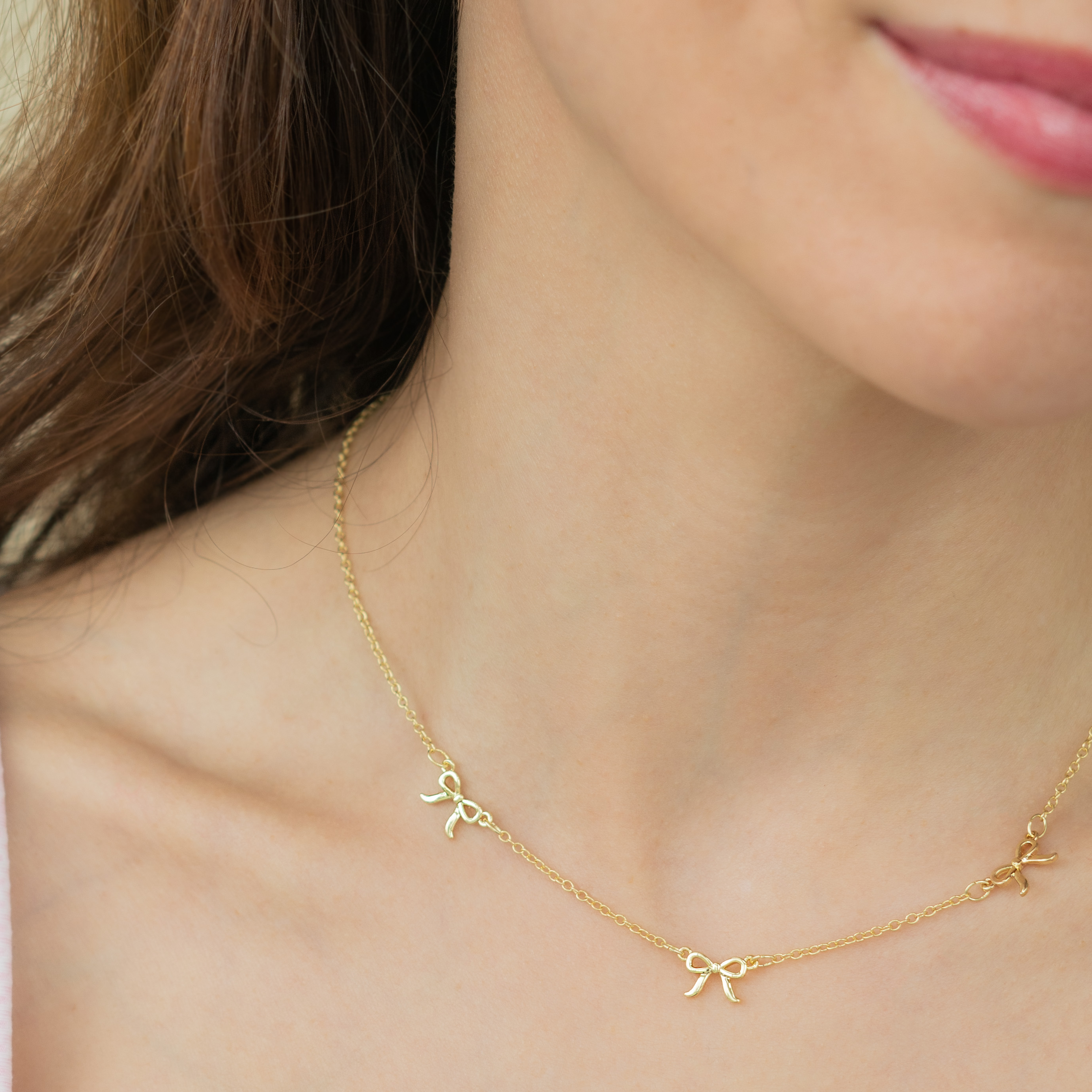 Beautiful Bows Trio Necklace - Gold