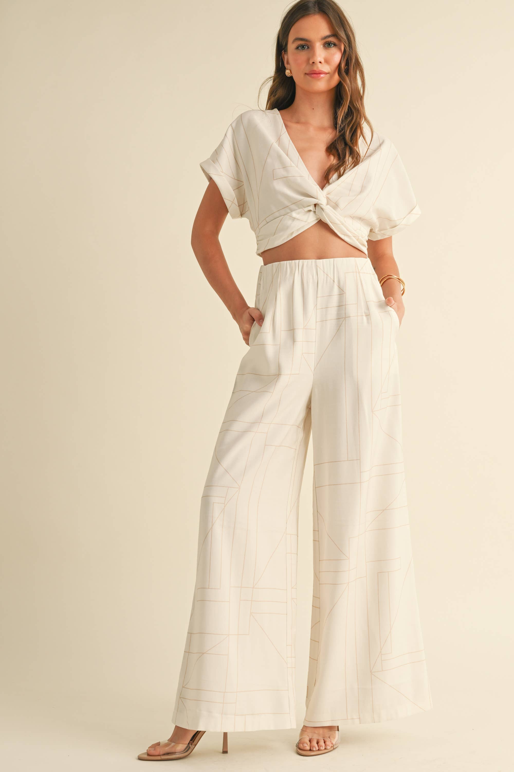 Off the Grid Twisted Crop Top - Tan