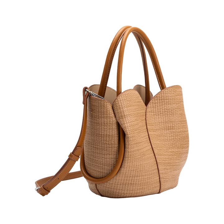 Tulip Raffia Top Handle Bag