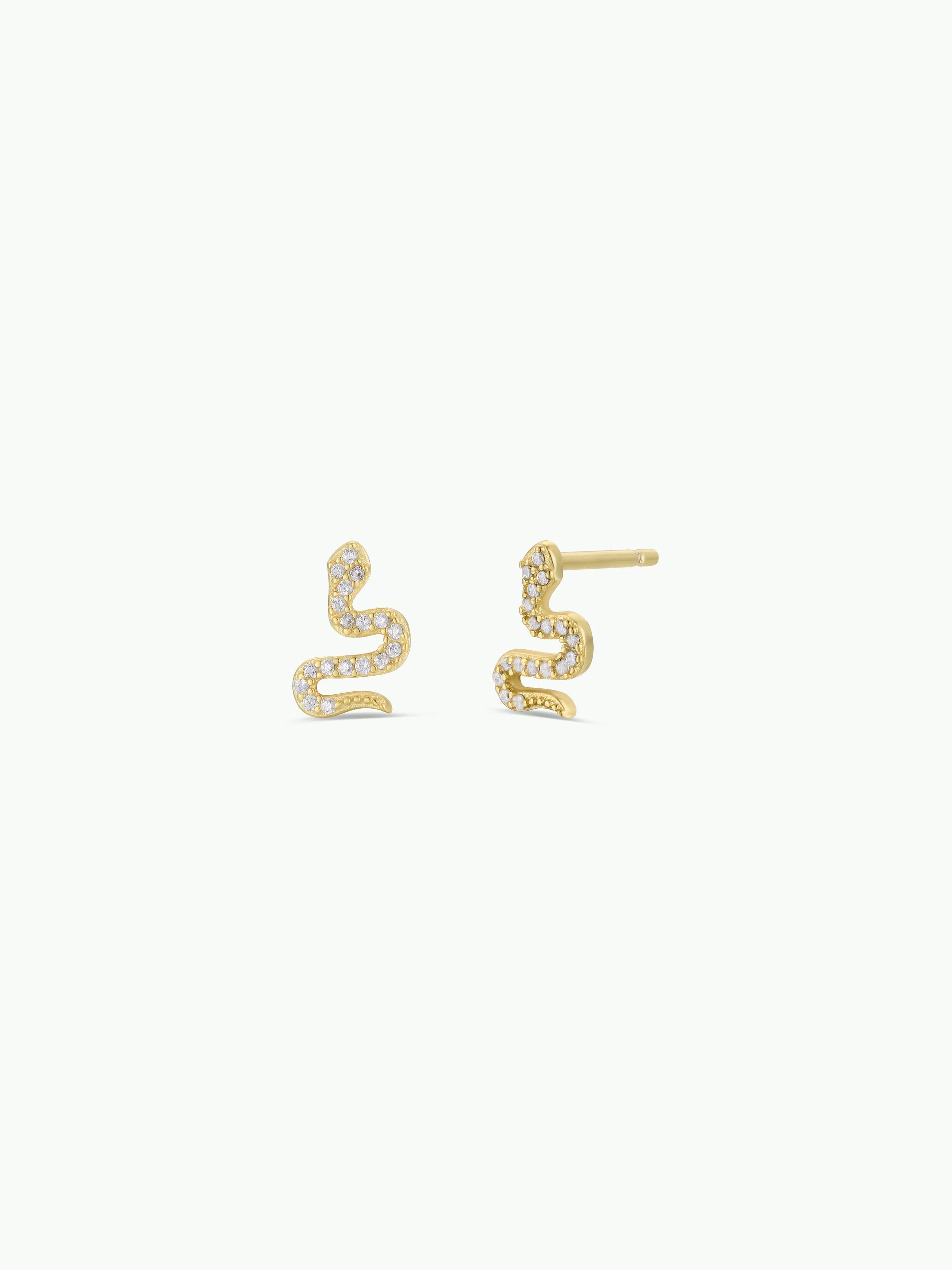 Snake Pave Stud Gold Earrings