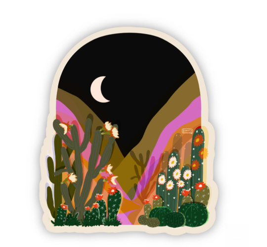 Moonlit Desert Bloom Sticker