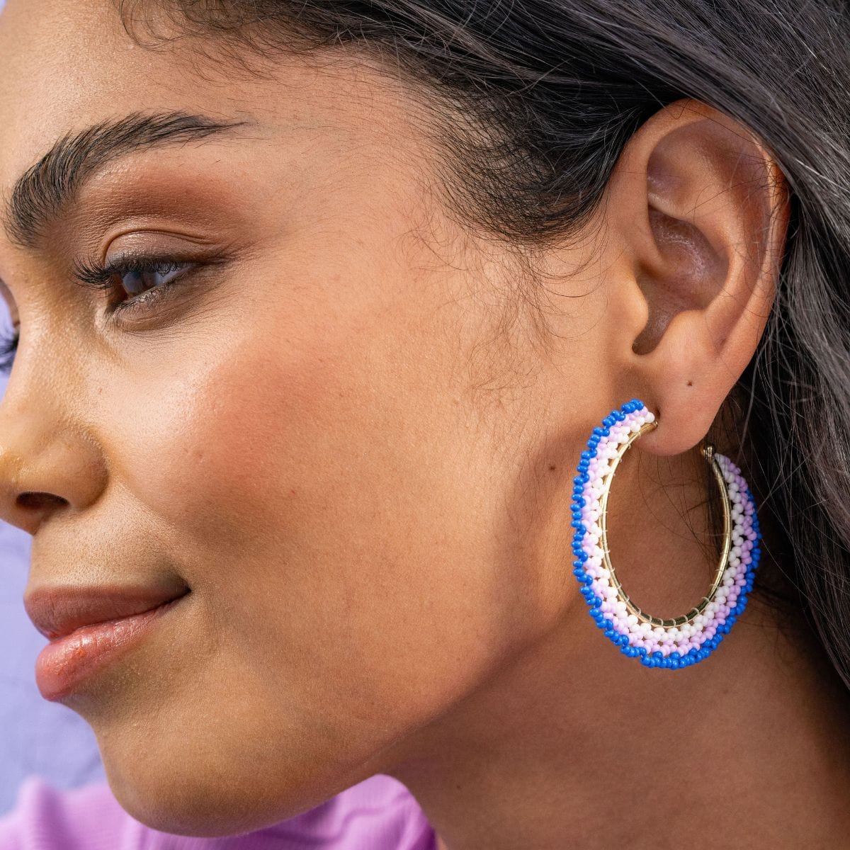 Eve Ombre Beaded Hoop Earrings