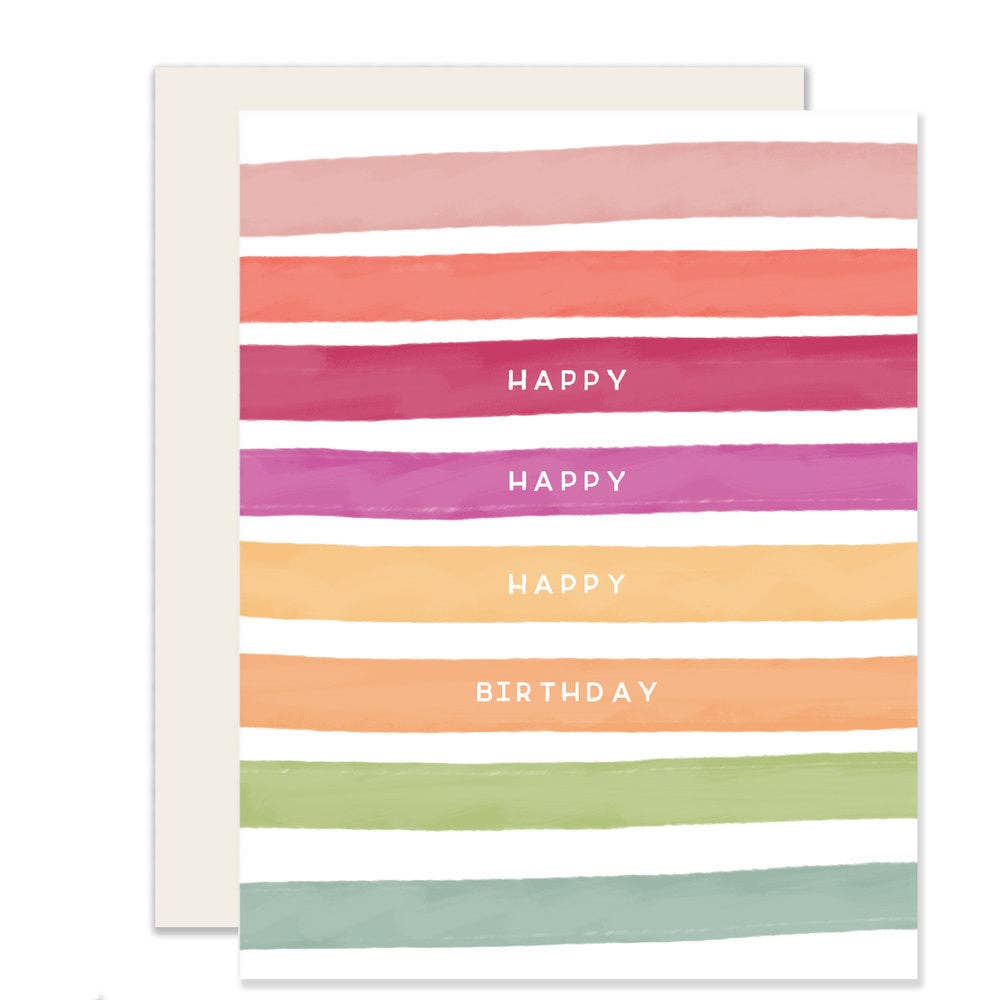 Happy Stripes Colorful Birthday Card