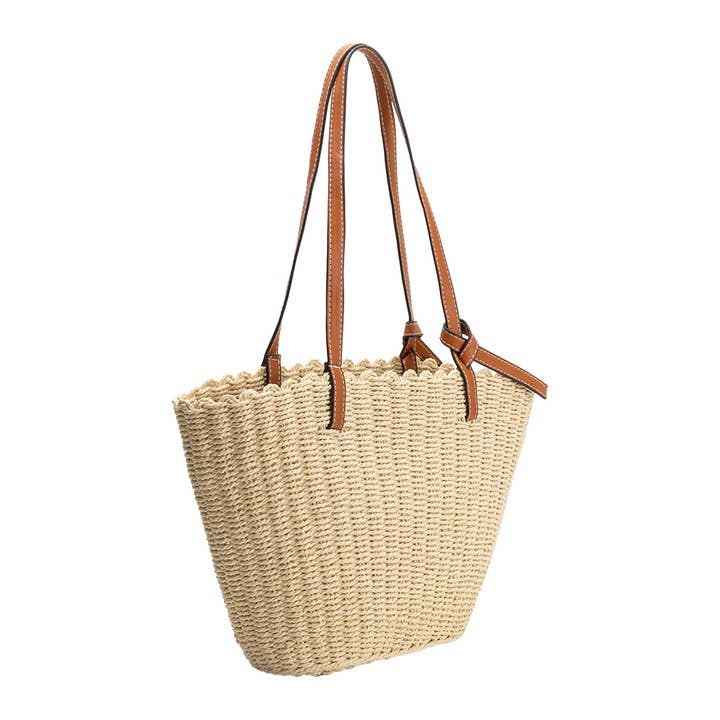 Niley Straw Tote Bag - Tan