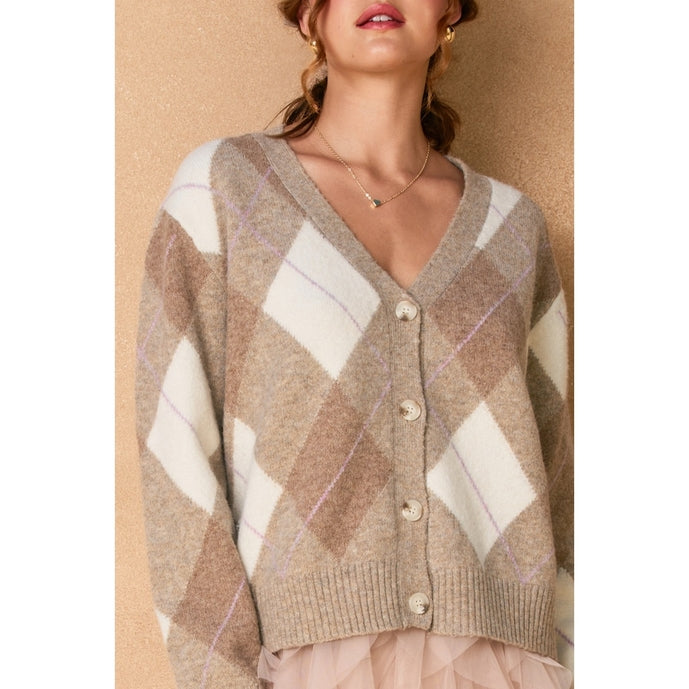 As If Argyle Cardigan