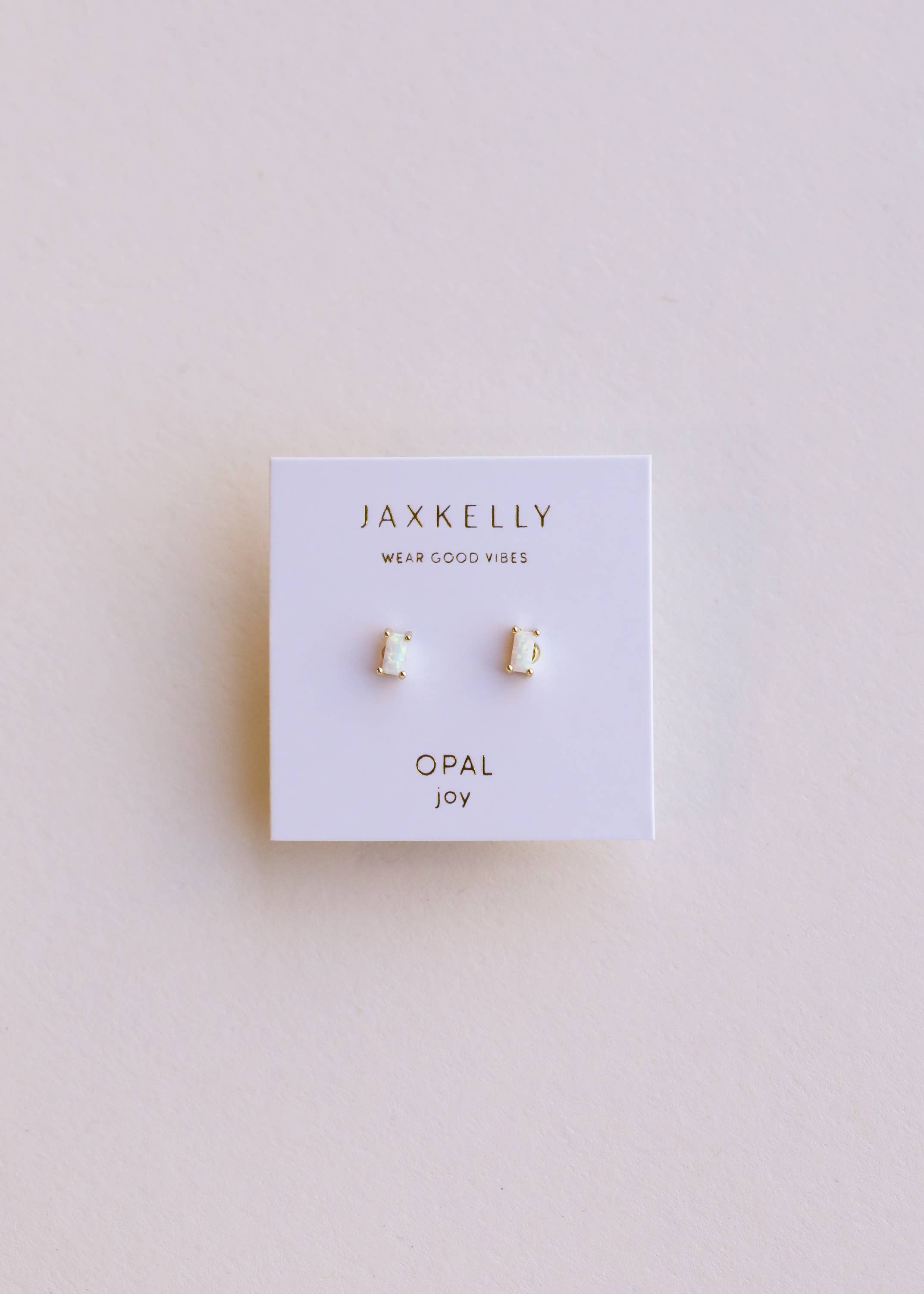 White Opal Baguette Earrings