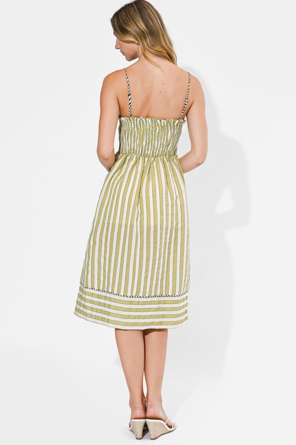 Perle Two-Tone Pipped Sweetheart Midi Dress