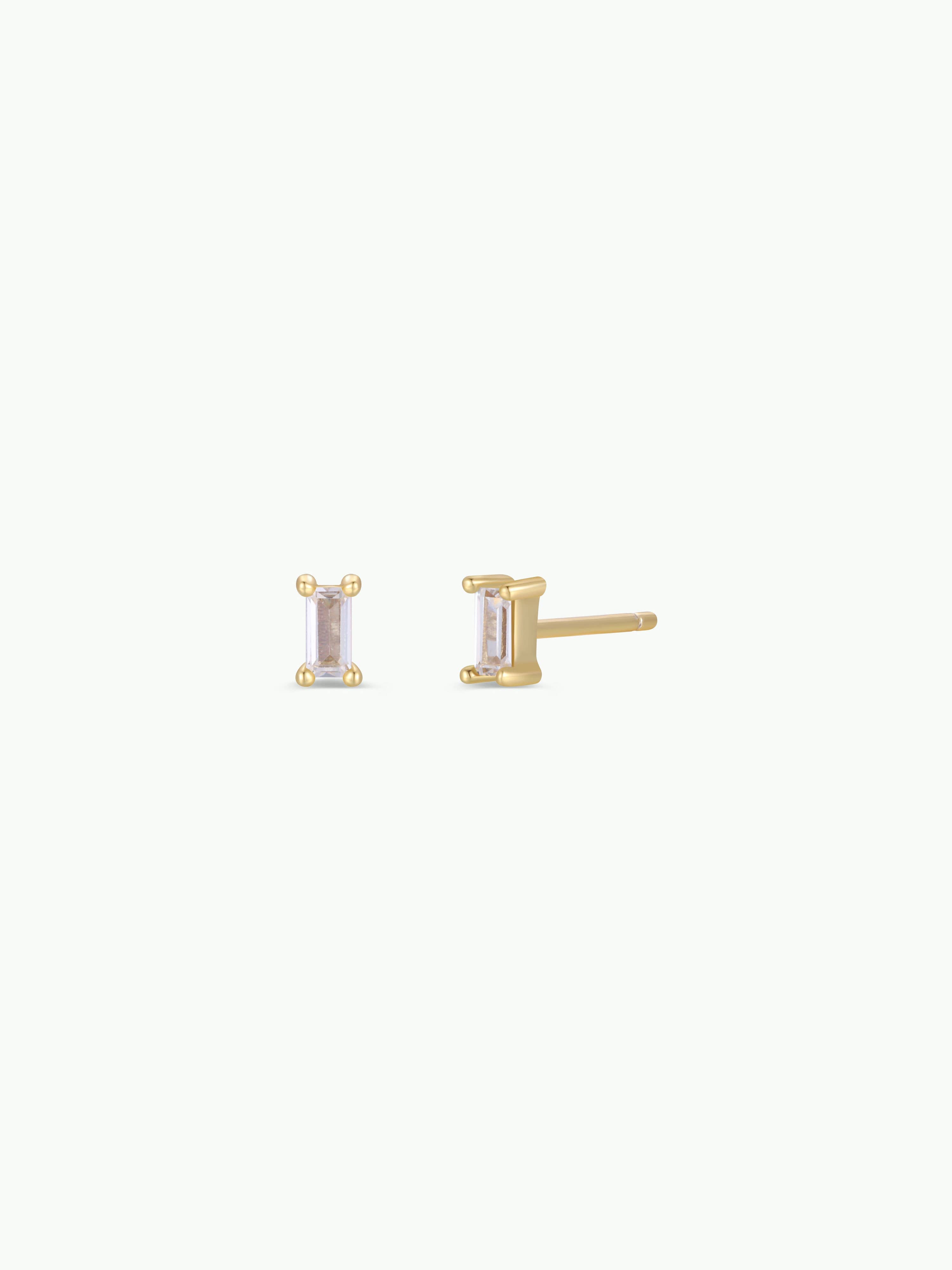 Clear Baguette Gold Earrings