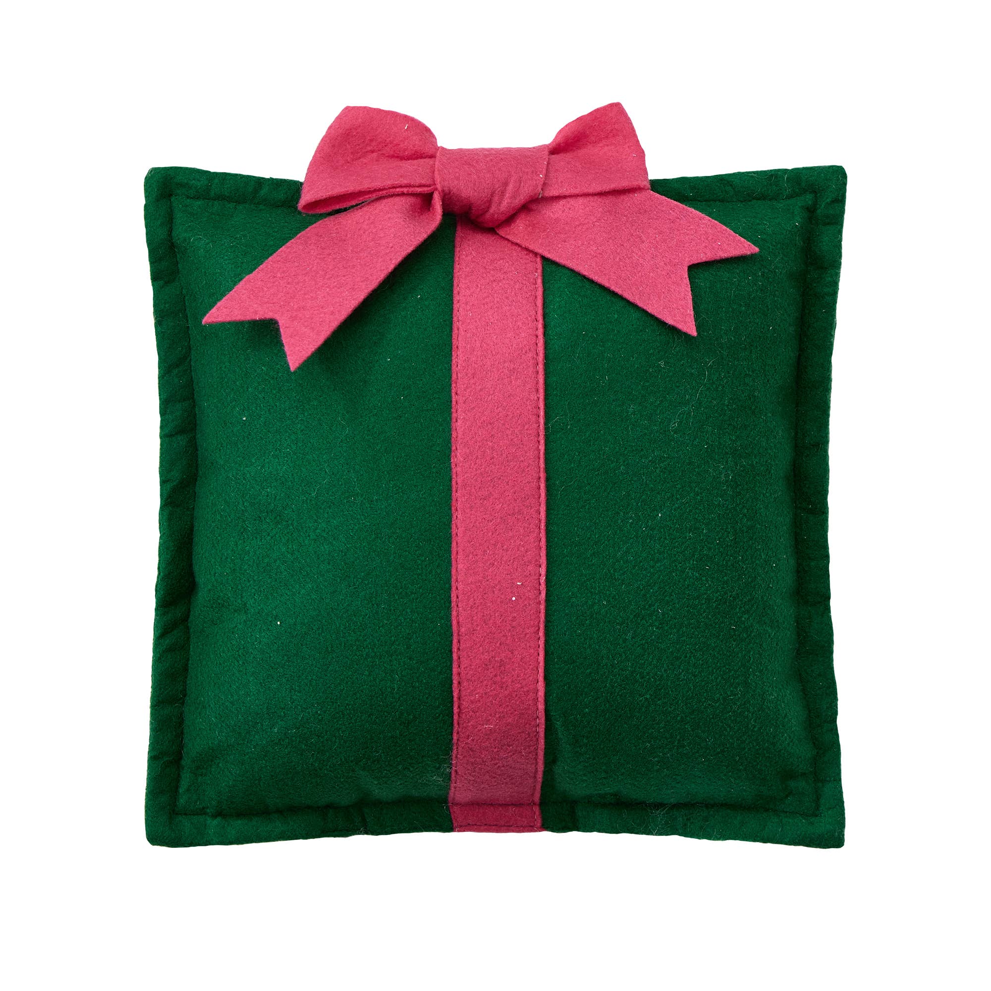 Felt Green Present Pillow