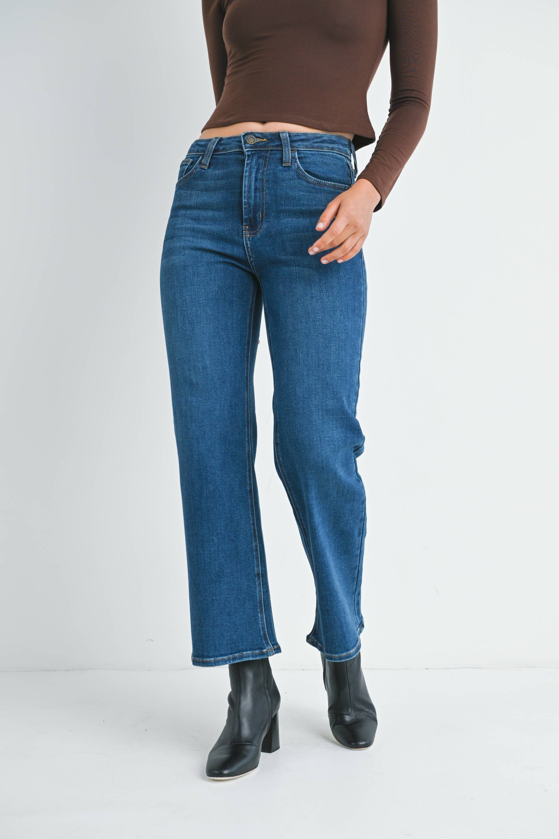 The Slim Wide Leg - Dark Denim